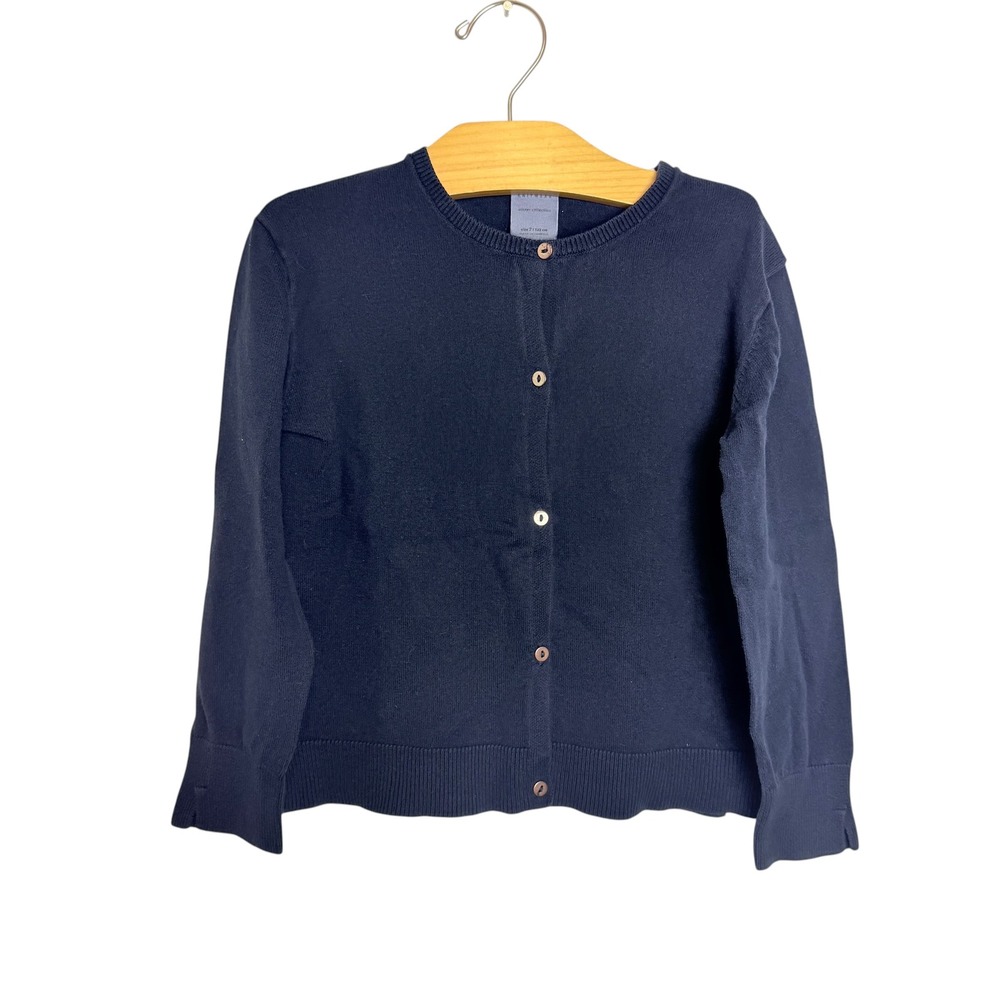 Zara Kids Navy Blue Button Front Knit Cardigan Sweater Size 7